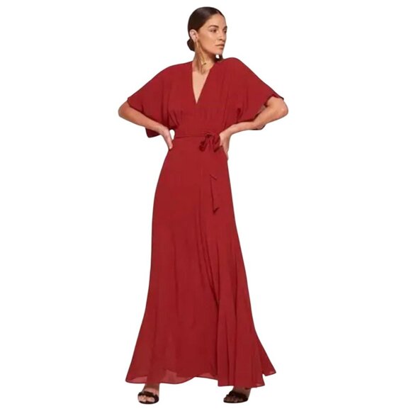 Reformation RED Winslow Wrap Dress - Size XS - Picture 4 of 7